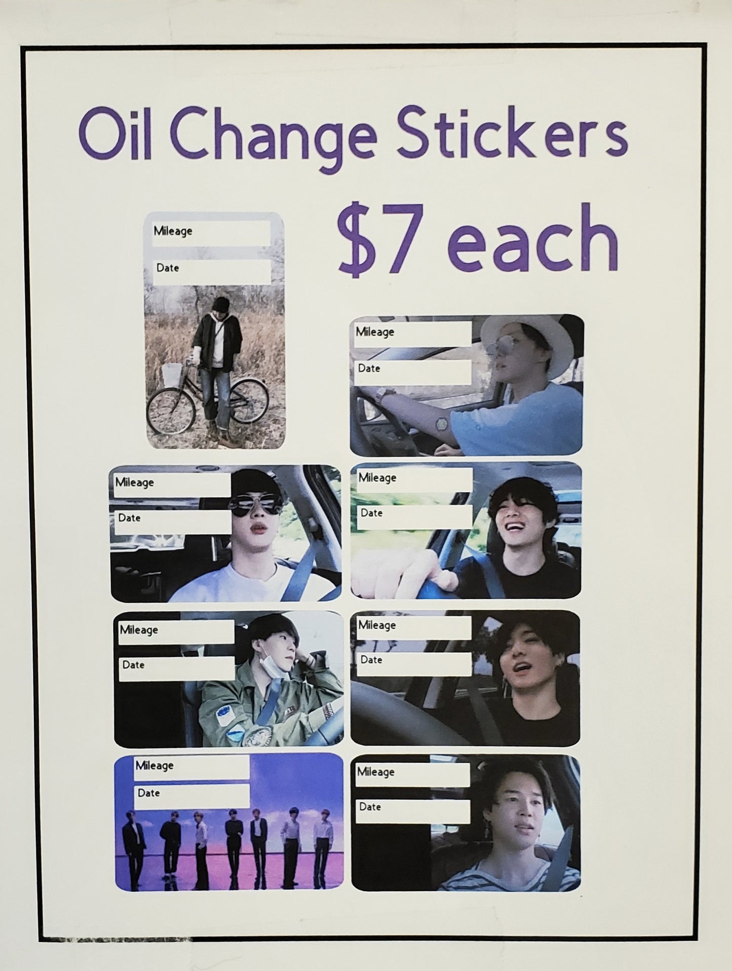 Oil change sticker